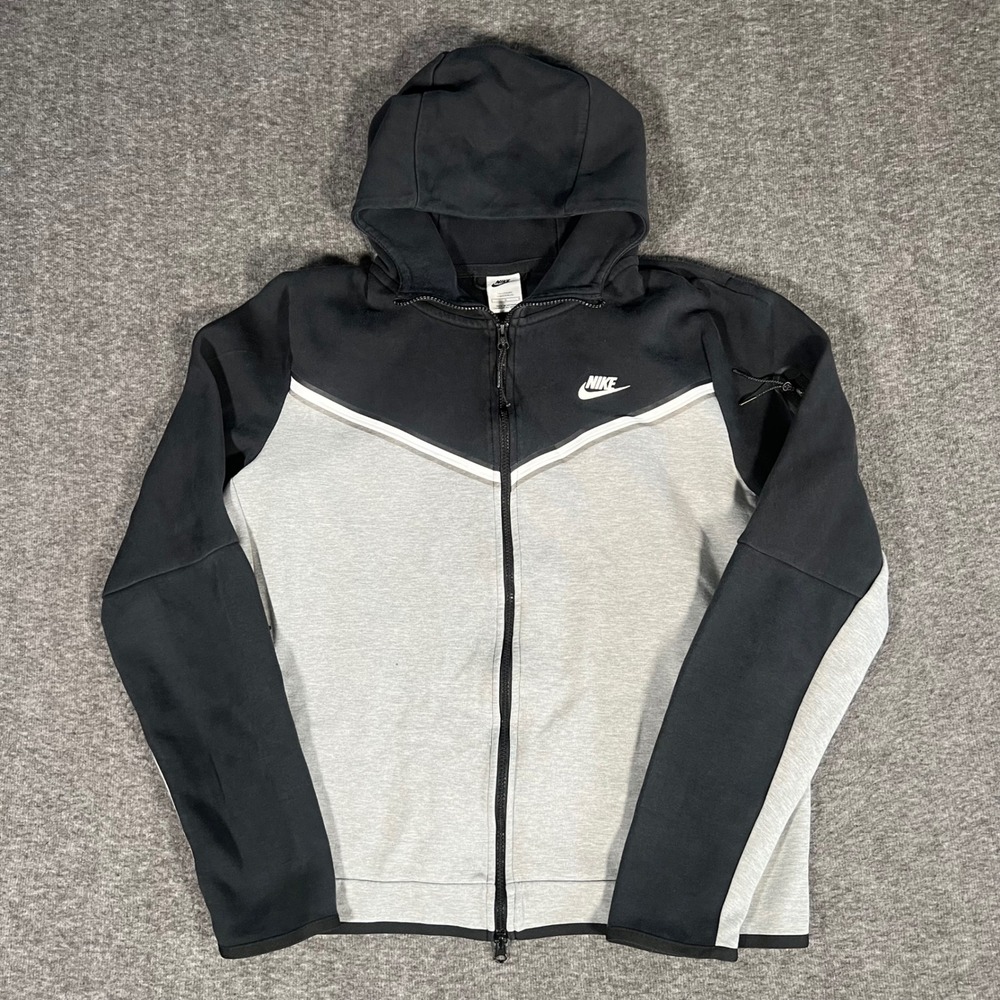 Nike Tech Fleece Full Zip Hoodie Black Grey Colorblock Windrunner Large Tall